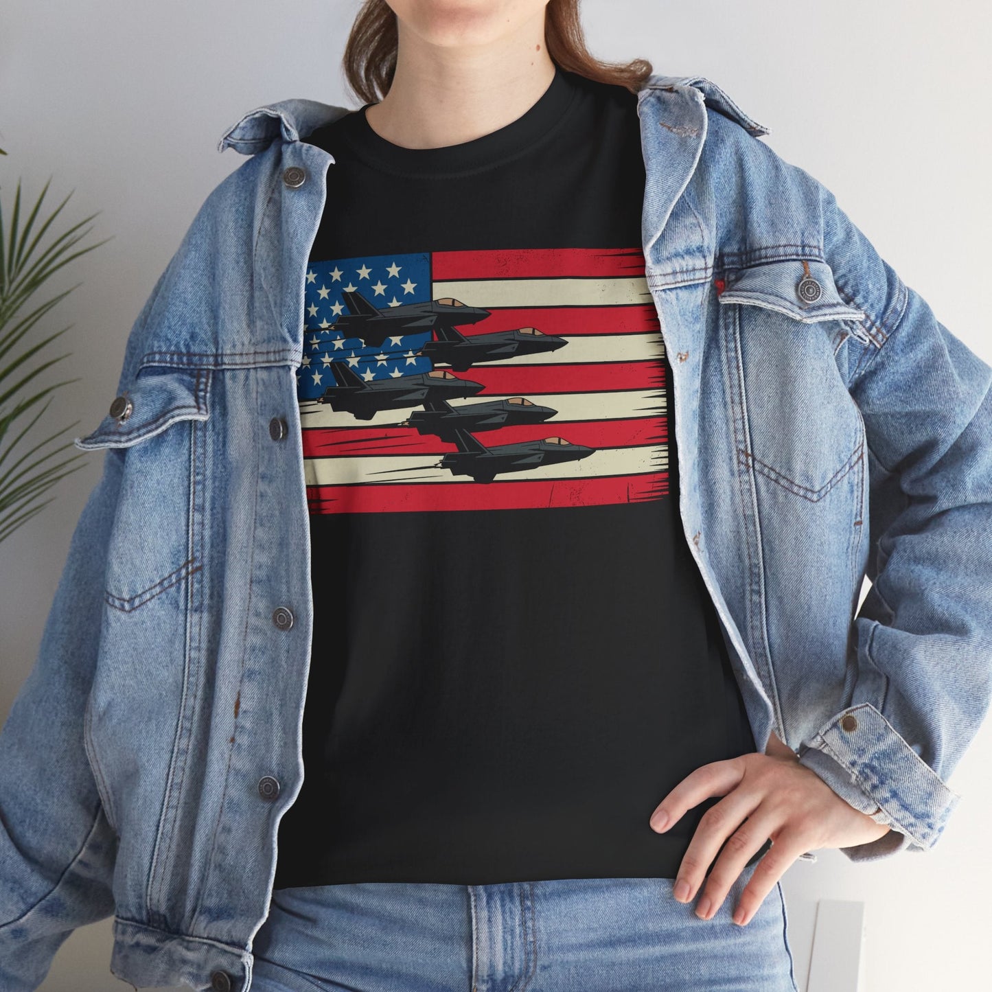 Vintage American Flag USA Fighter Jets 4th of July Patriotic T-Shirt