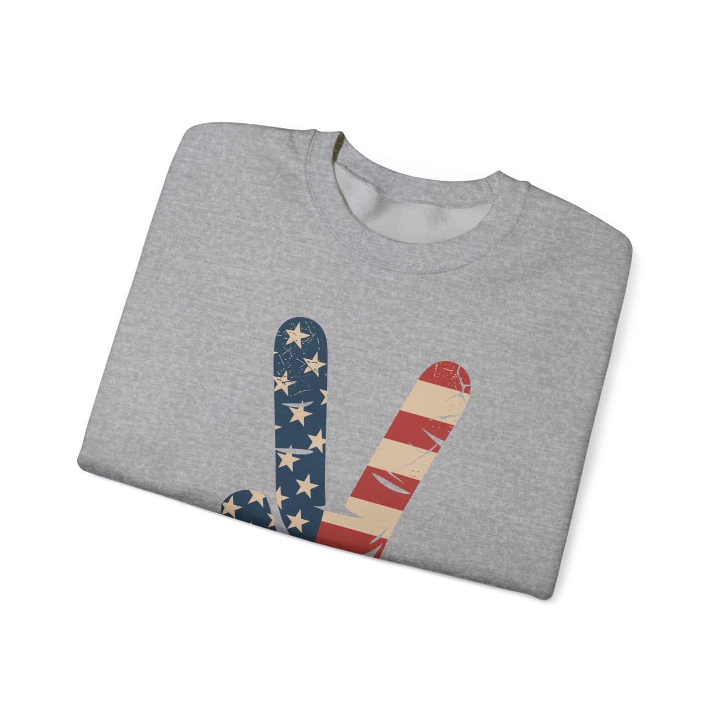 USA Flag Peace Sign Hand 4th of July Patriotic Men Boys Sweatshirt