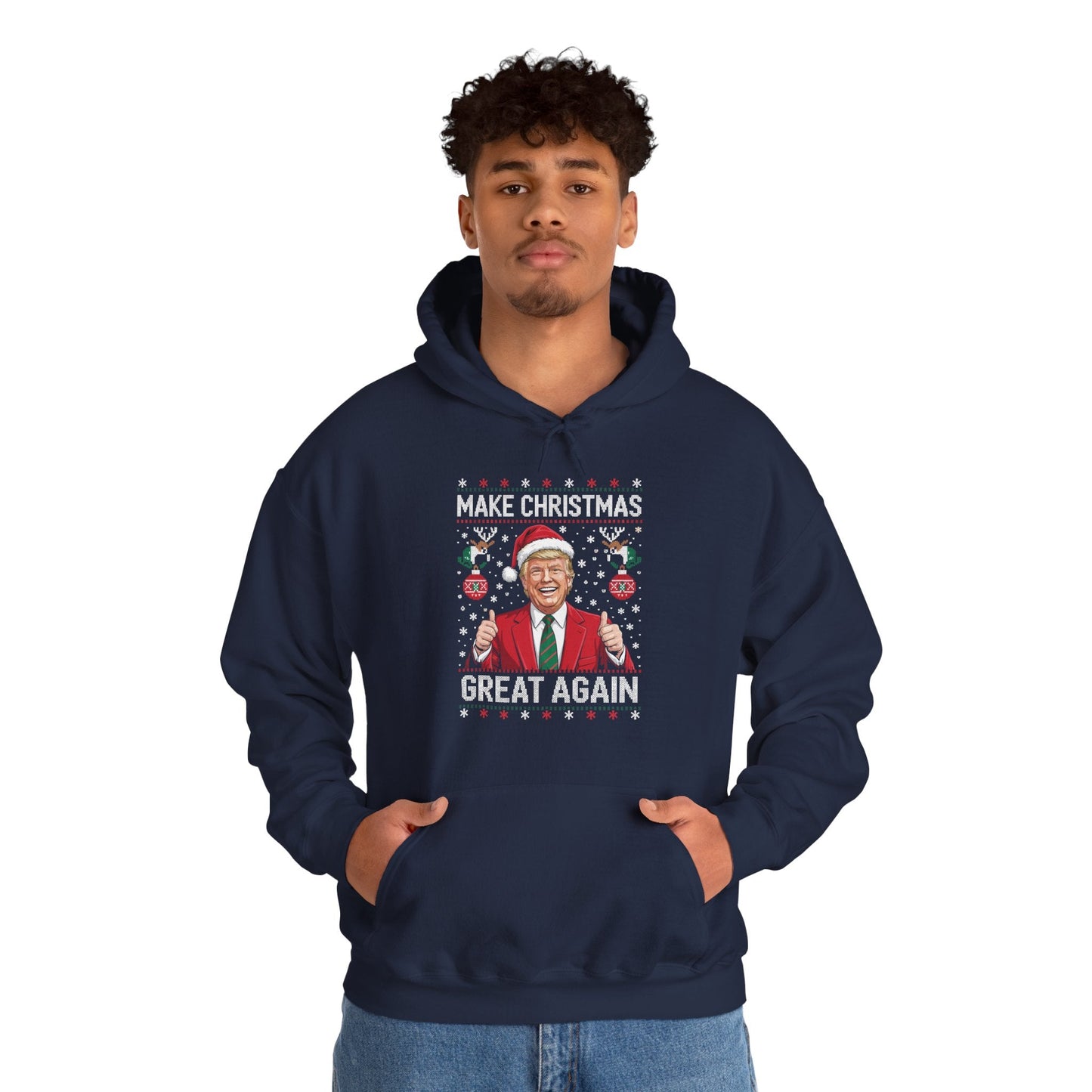 Funny Trump Make Christmas Great Again Xmas Pajamas Ugly Hoodie