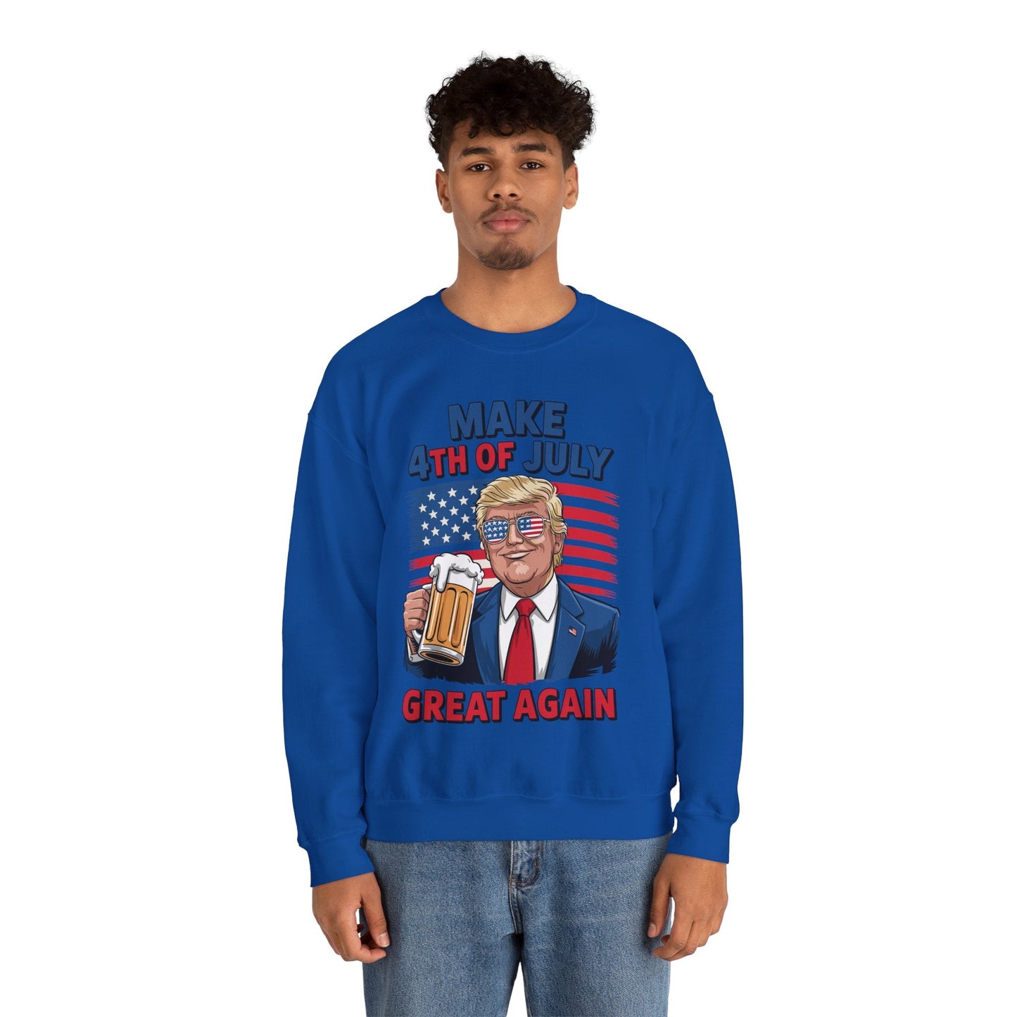 Trump Make 4th of July Great Again Men Drinking Beer Funny Sweatshirt