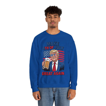 Trump Make 4th of July Great Again Men Drinking Beer Funny Sweatshirt