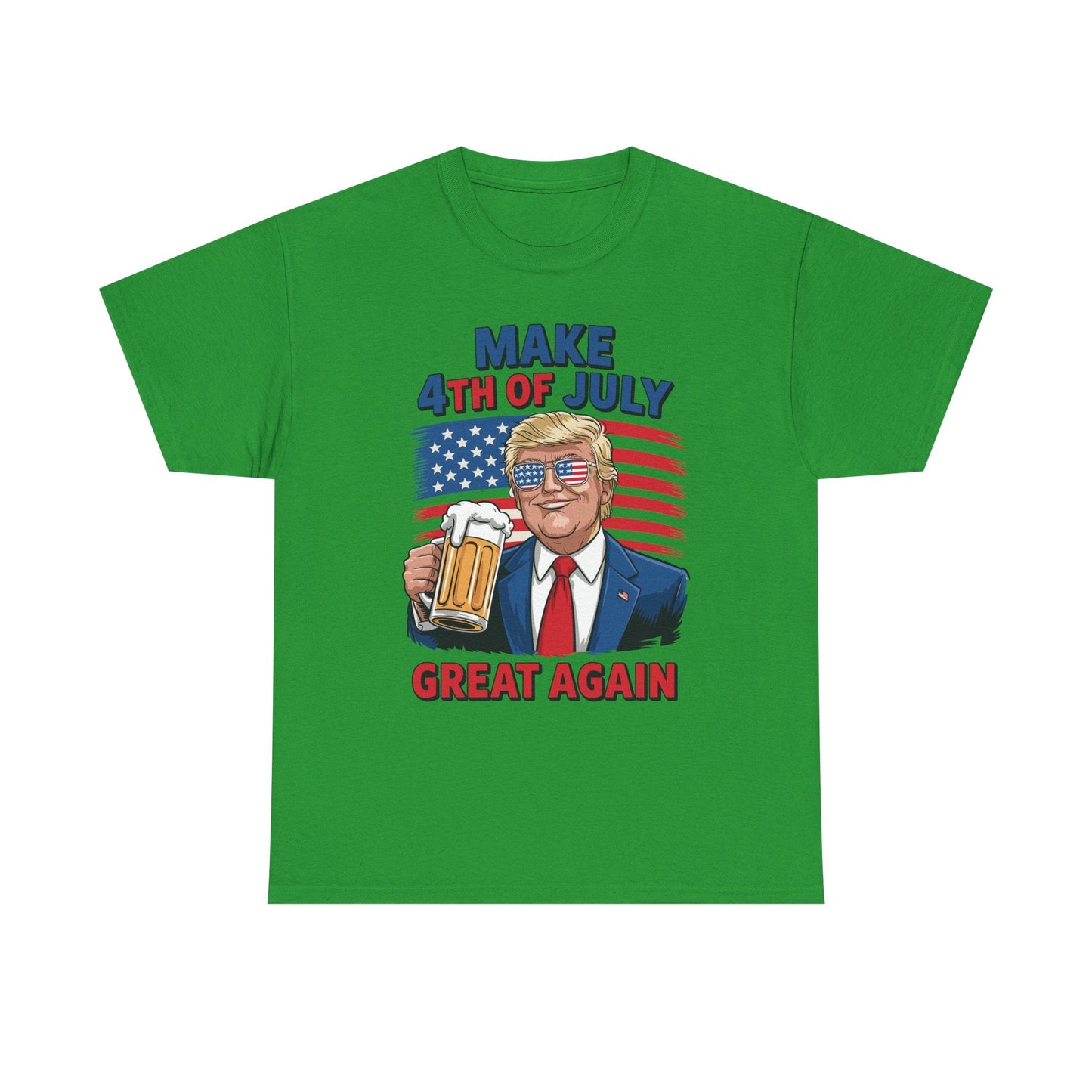Funny Trump Make 4th Of July Great Again Drinking Beer T-Shirt