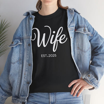 Wife Est 2025 Just Married Honeymoon Wedding Couples T-Shirt