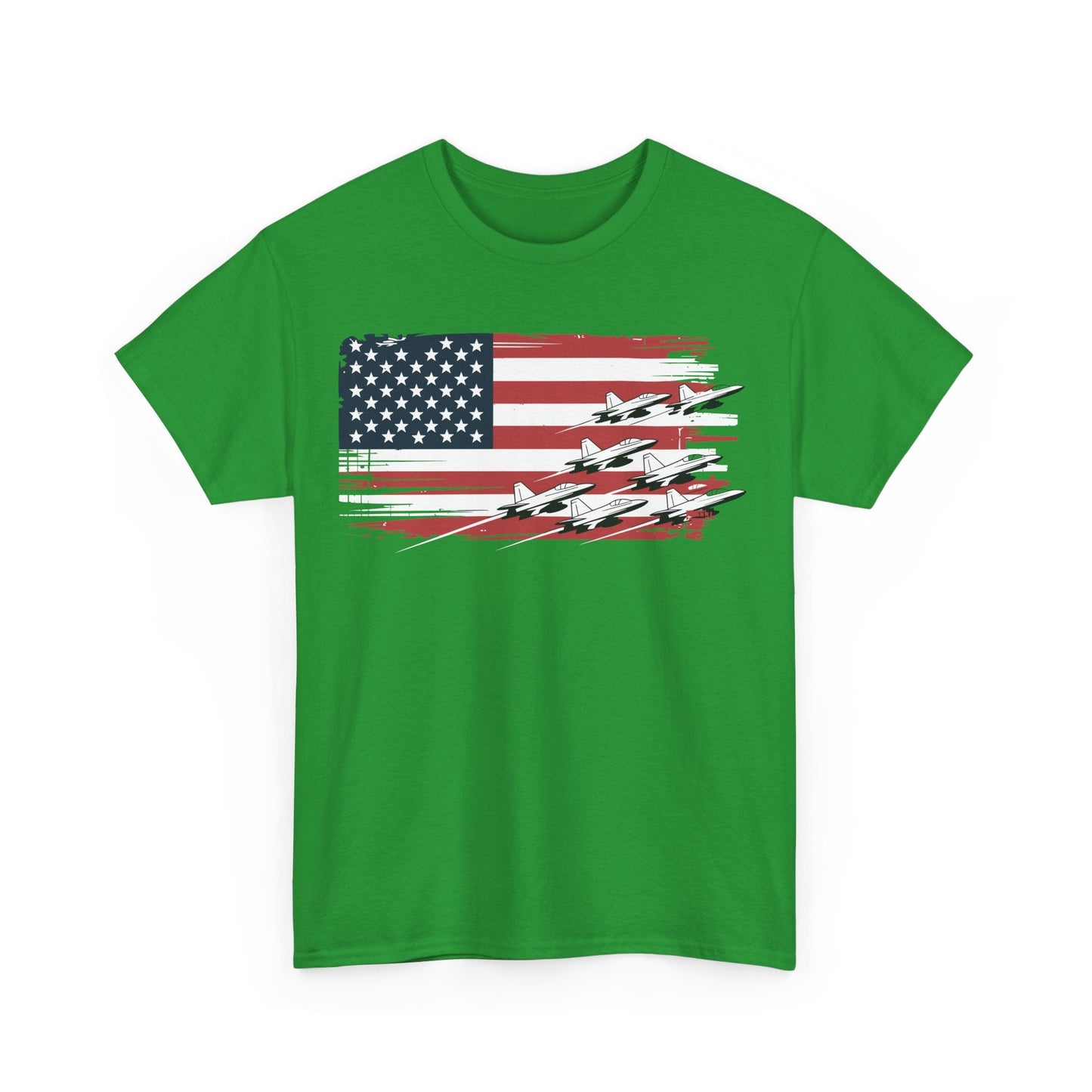Patriotic Red White Blue USA Flag Fighter Jets 4th of July T-Shirt