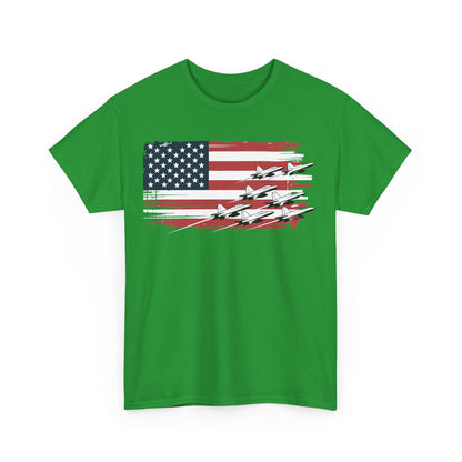 Patriotic Red White Blue USA Flag Fighter Jets 4th of July T-Shirt
