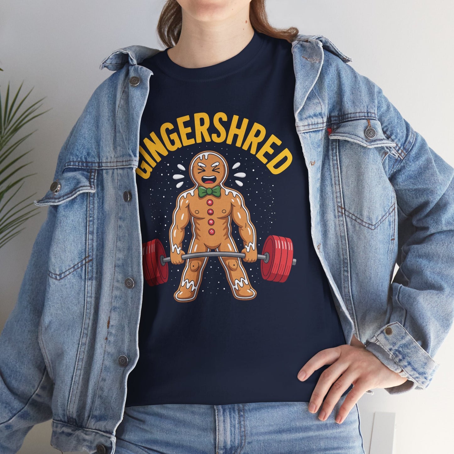 Funny Gingershred Gingerbread Man Gym Bodybuilding Christmas T-Shirt