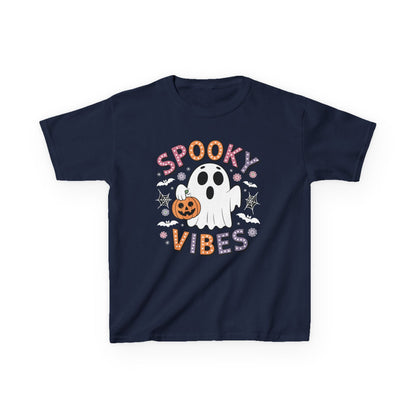 Spooky Vibes Ghost Retro Groovy Halloween Kids T-Shirt