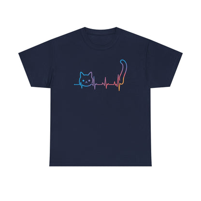 Heartbeat Cat Lover Animal Silhouette Cute Cat T-Shirt
