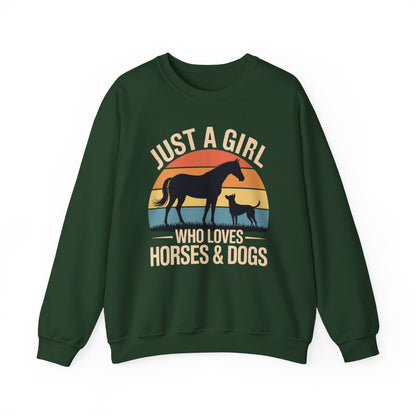 Just A Girl Who Loves Horses and Dogs Women Girls Sweatshirt