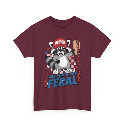 Red White And Feral Raccoon 4th of July Saying Meme T-Shirt