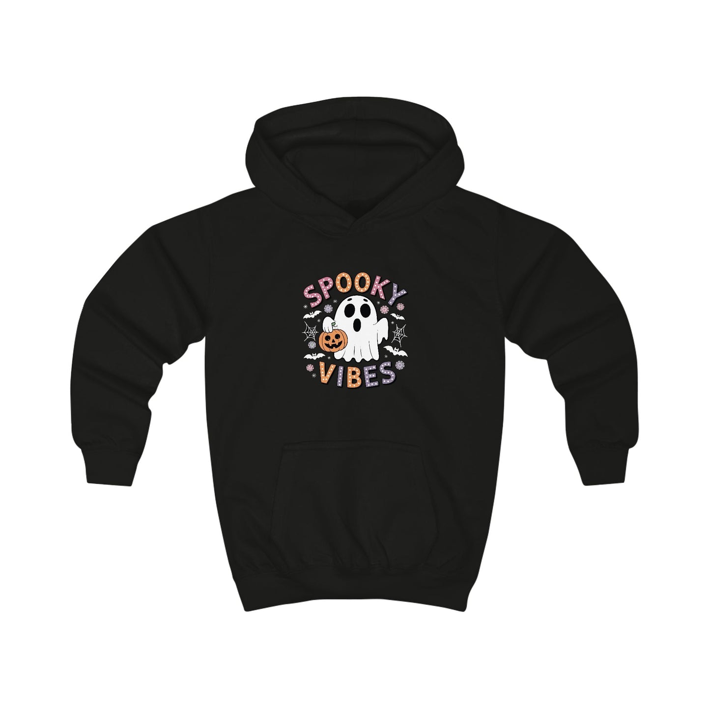 Spooky Vibes Ghost Retro Groovy Halloween Kids Hoodie
