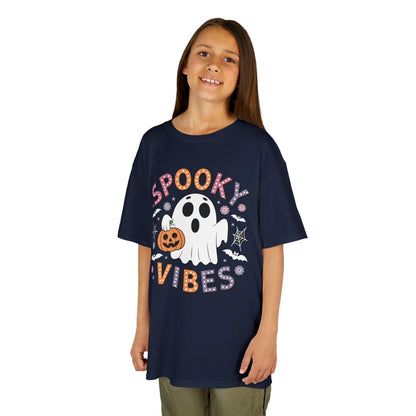 Spooky Vibes Ghost Retro Groovy Halloween Kids T-Shirt