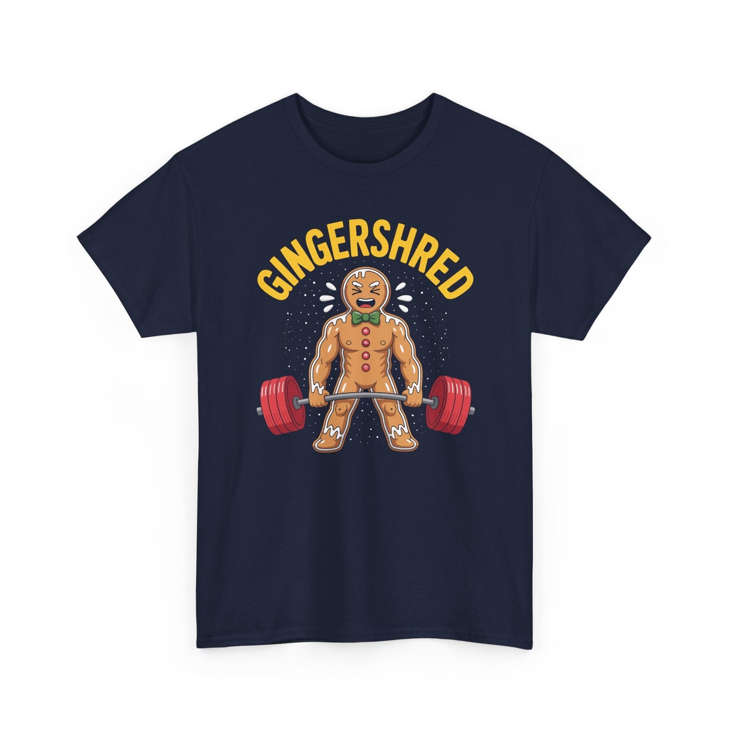 Funny Gingershred Gingerbread Man Gym Bodybuilding Christmas T-Shirt