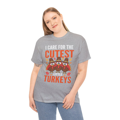 Care For Little Turkeys Nurse Fall Thanksgiving Scrub Top T-Shirt