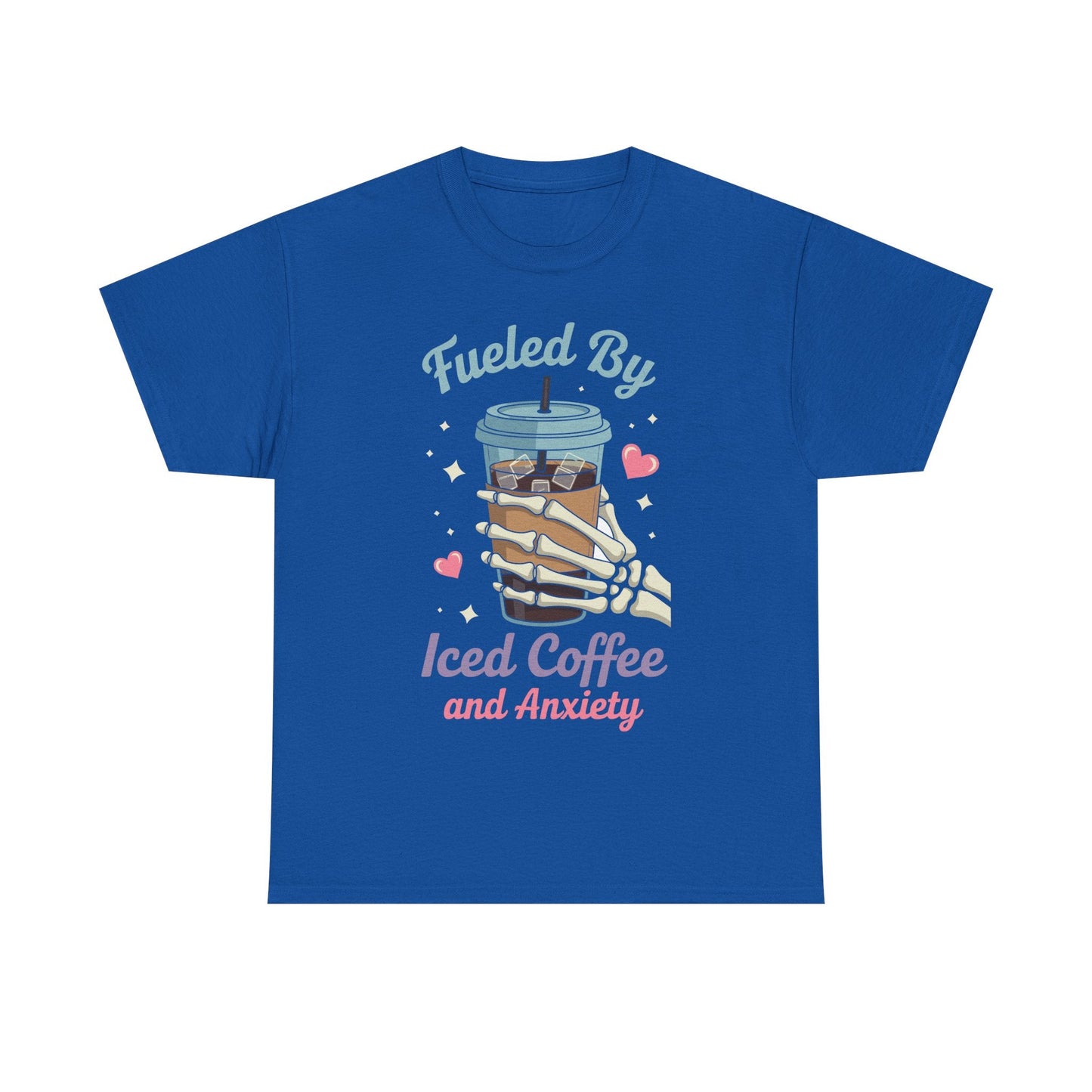 Fueled by Iced Coffee and Anxiety Funny Coffee Lover T-Shirt