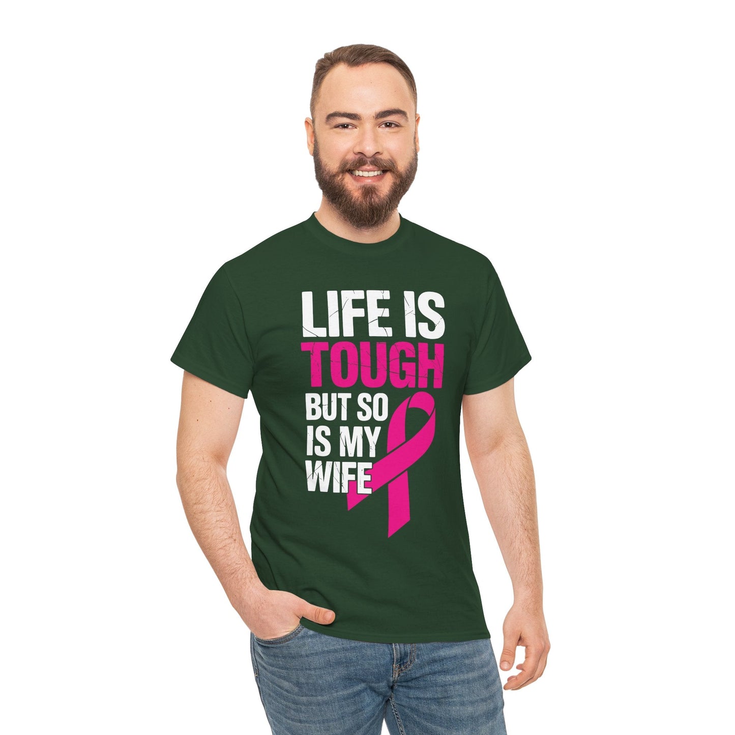 Life Is Tough But So Is My Wife Breast Cancer Awareness Gift T-Shirt