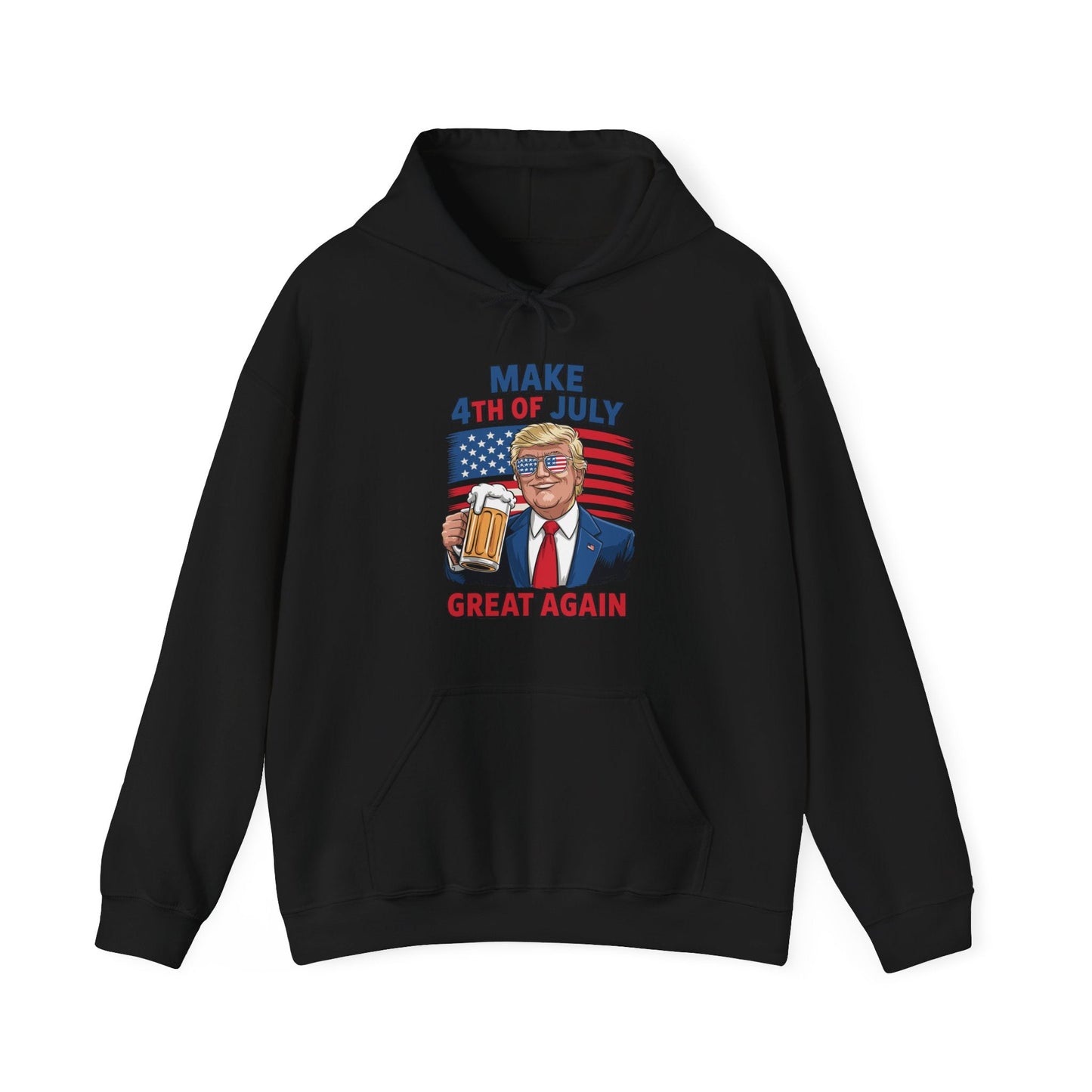 Funny Trump Make 4th Of July Great Again Drinking Beer Hoodie