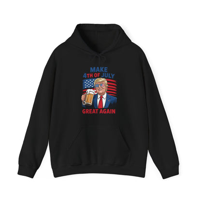 Funny Trump Make 4th Of July Great Again Drinking Beer Hoodie