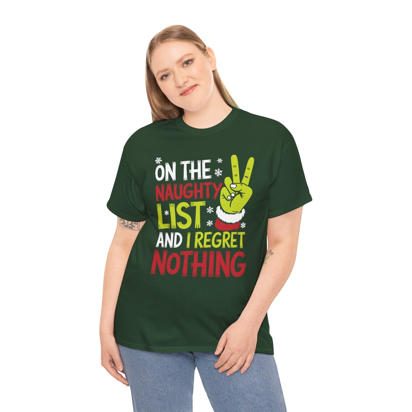 On The Naughty List And I Regret Nothing Funny Christmas Tee T-Shirt