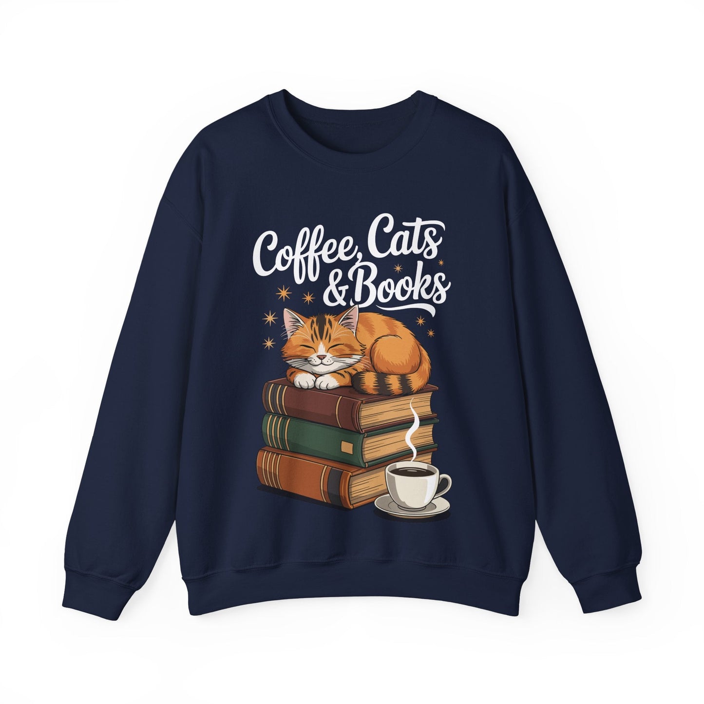 Coffee Cats & Books Lover, For Women & Girls, Funny Coffee Sweatshirt