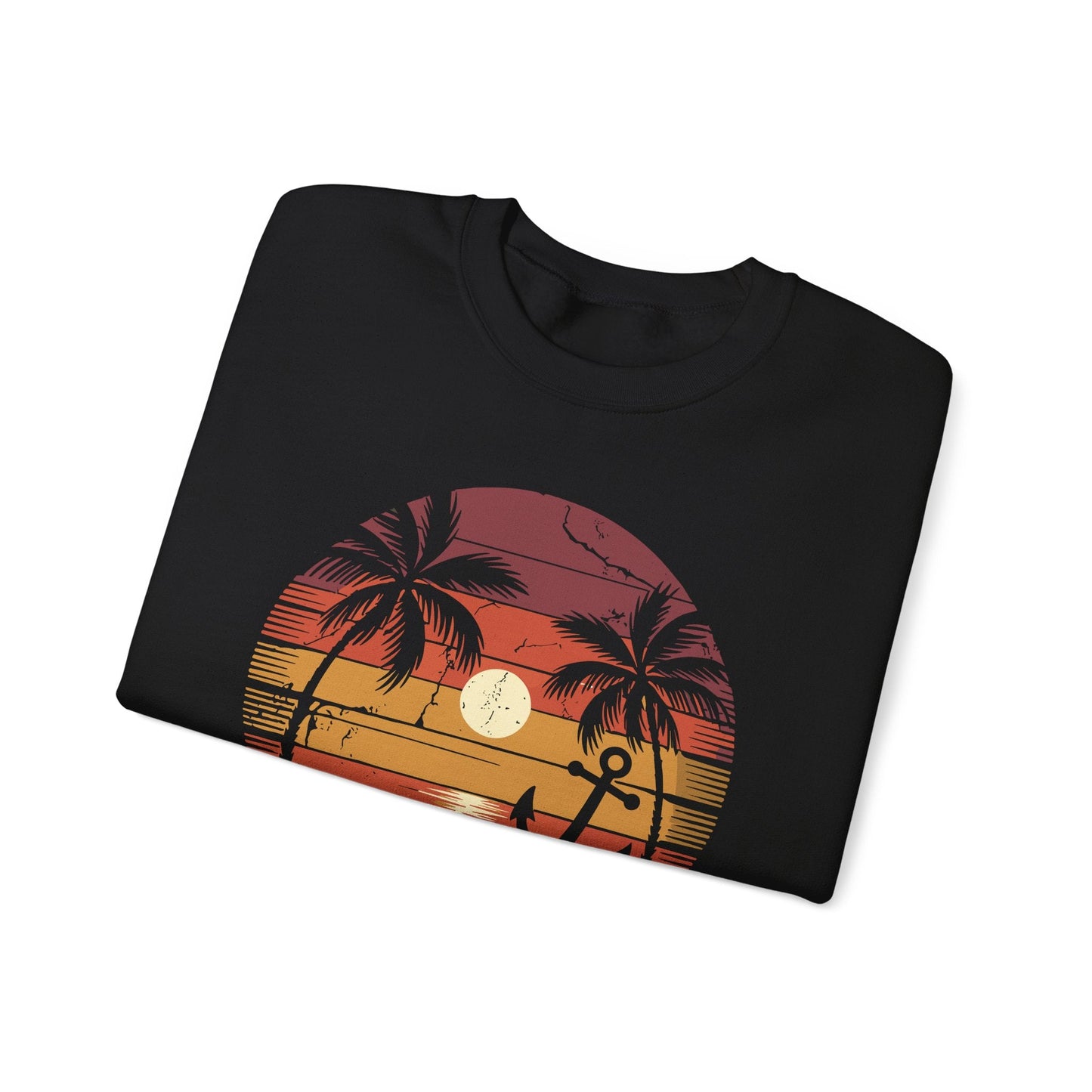 On Cruise Time Coconut Tree Graphic Summer Vacation Cruising Sweatshirt