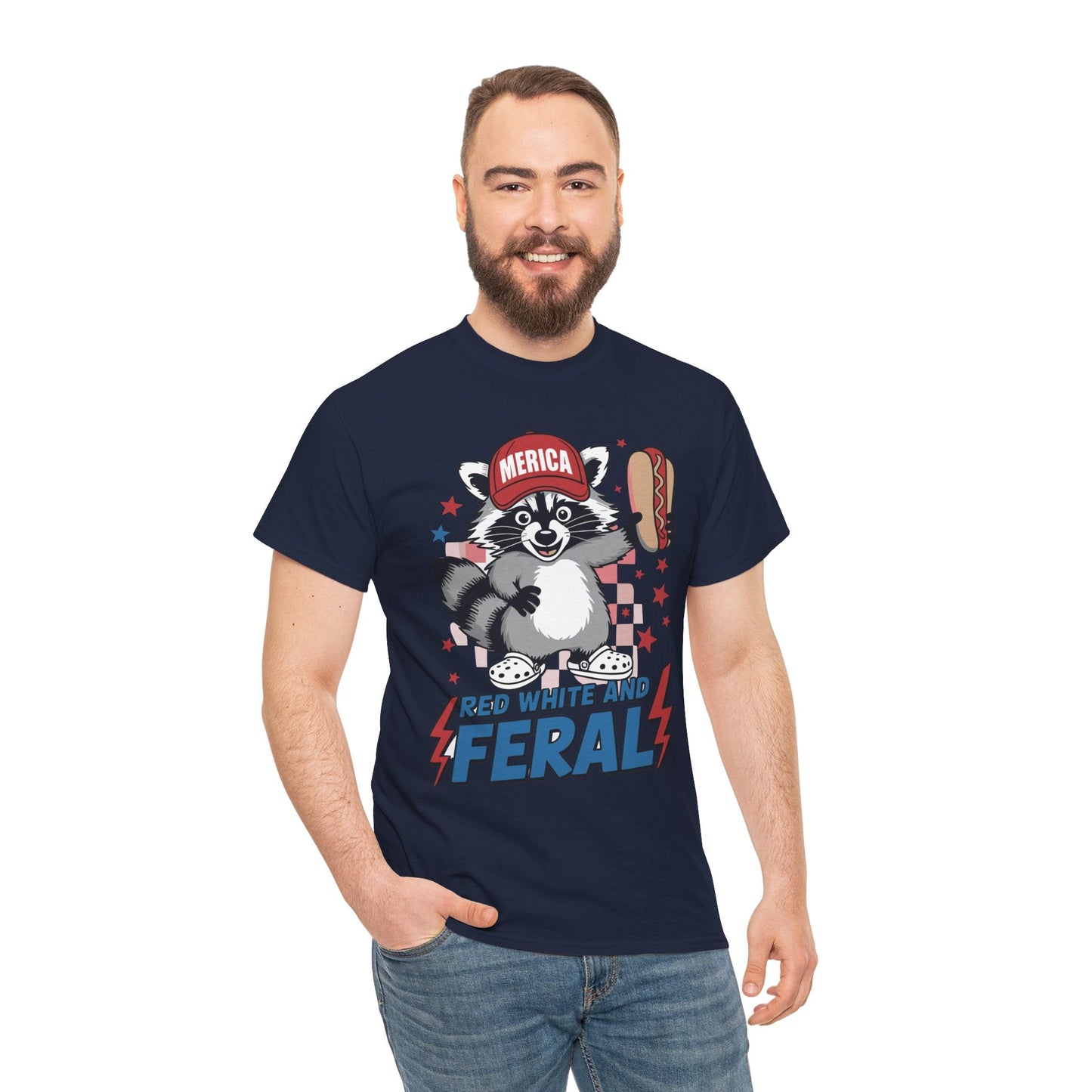 Red White And Feral Raccoon 4th of July Saying Meme T-Shirt