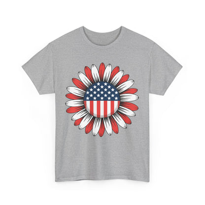 Sunflower American Flag 4th of July Women Men Merica USA T-Shirt