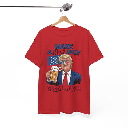 Trump Make 4th of July Great Again Men Drinking Beer Funny T-Shirt