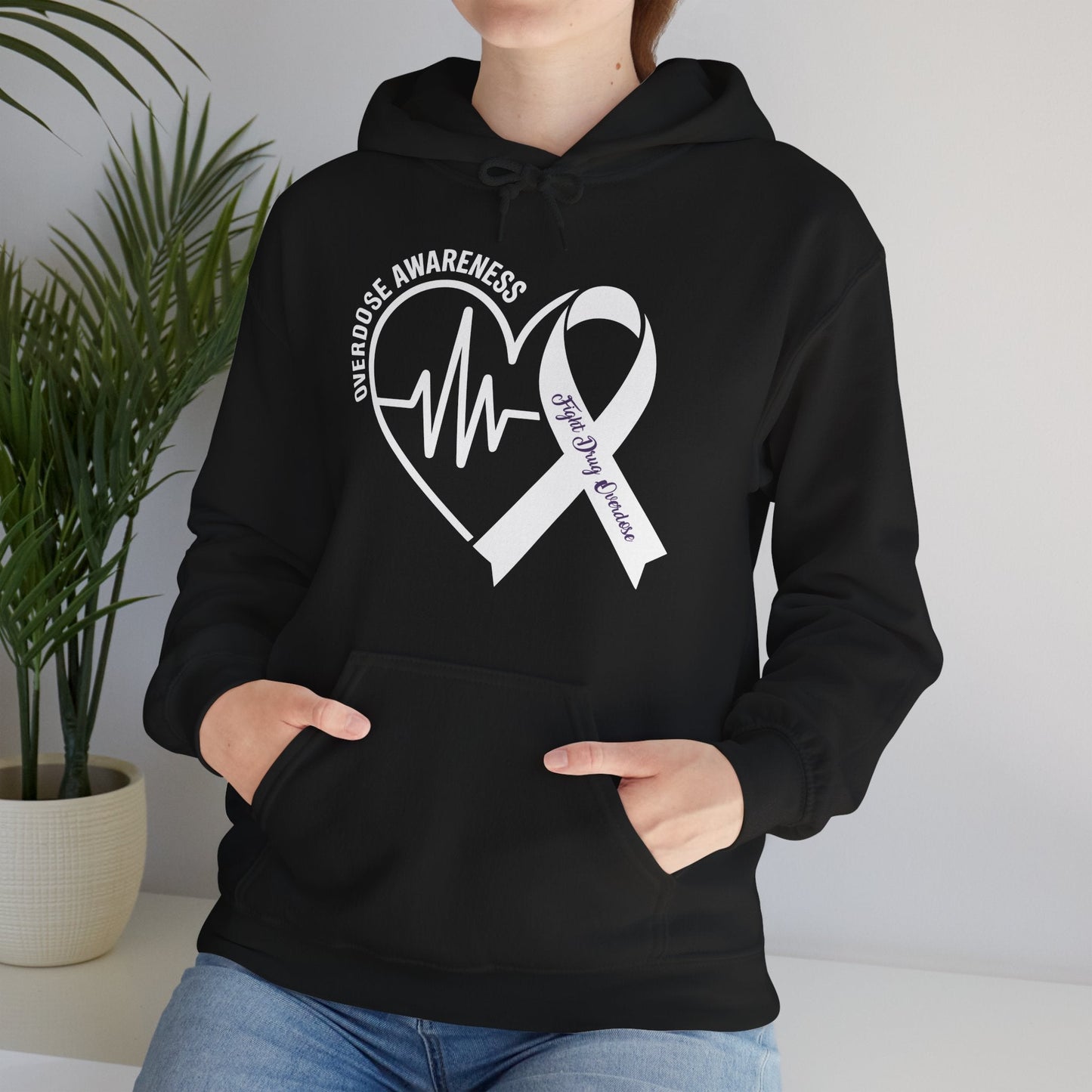 Overdose Awareness Month Heart Purple Ribbon Support Hoodie