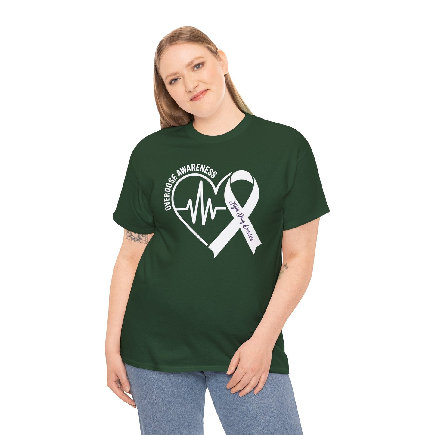 Overdose Awareness Month Heart Purple Ribbon Support T-Shirt