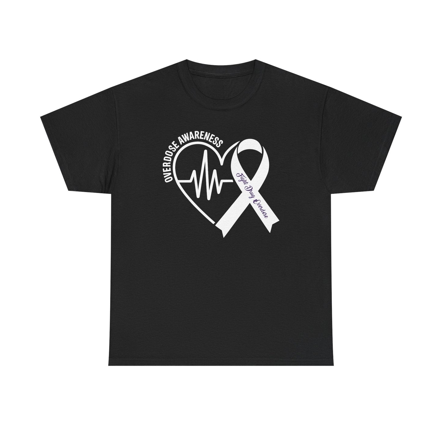 Overdose Awareness Month Heart Purple Ribbon Support T-Shirt