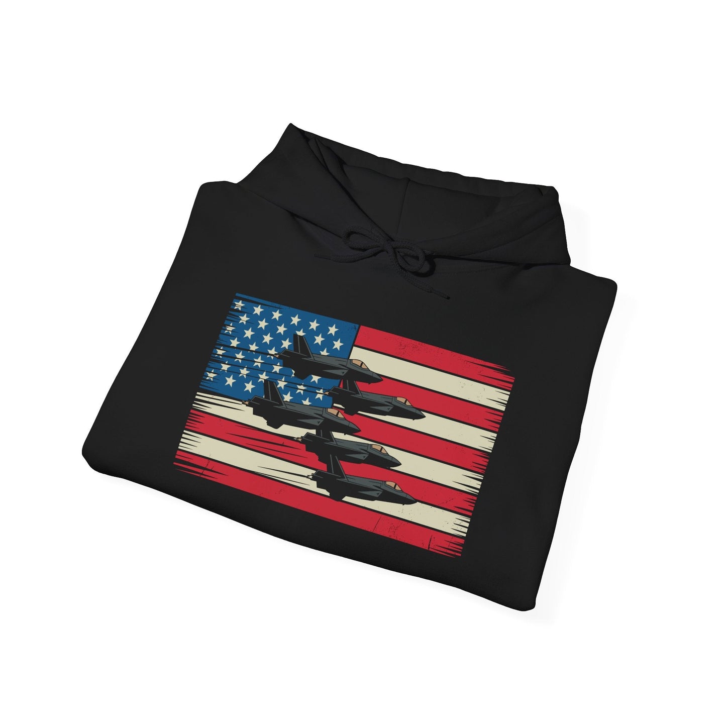 Vintage American Flag USA Fighter Jets 4th of July Patriotic Hoodie