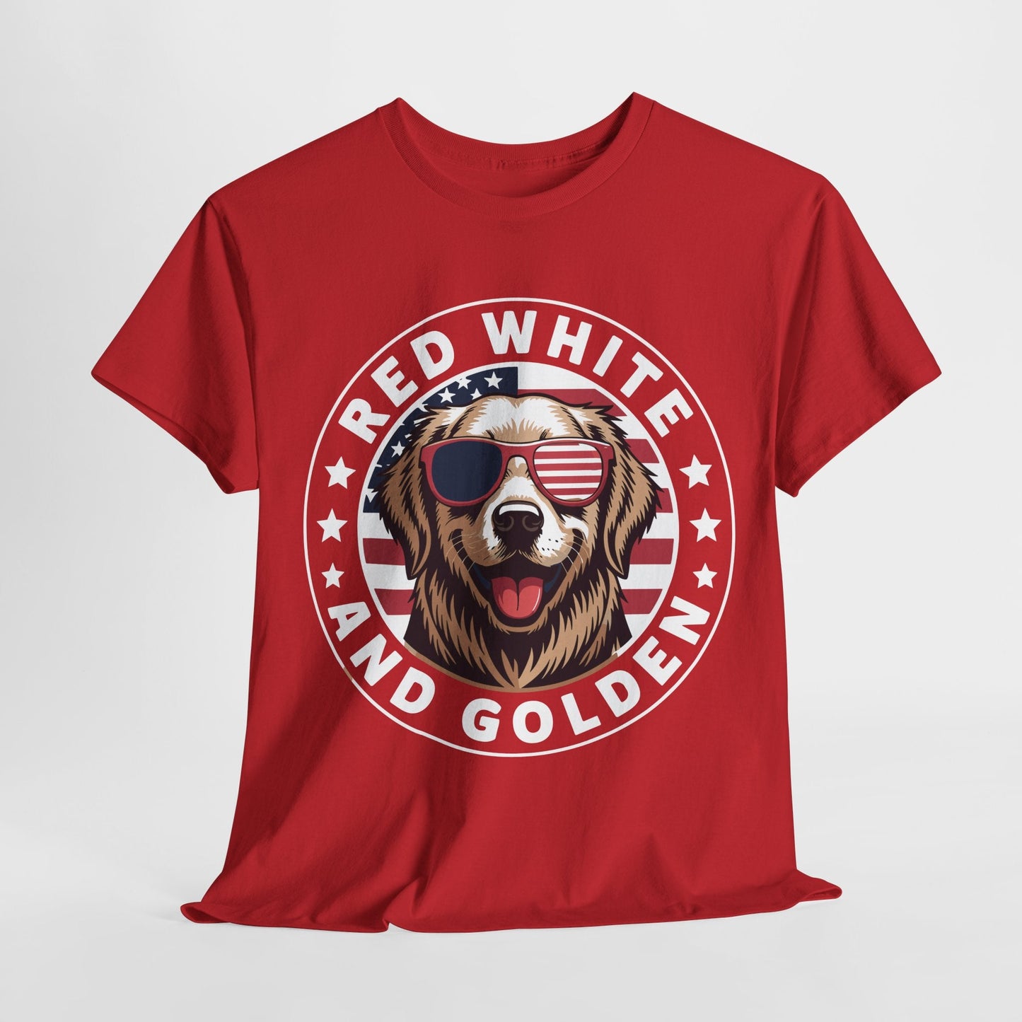 Red White Golden Retriever American Flag 4th of July Gift T-Shirt