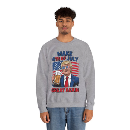 Trump Make 4th of July Great Again Men Drinking Beer Funny Sweatshirt