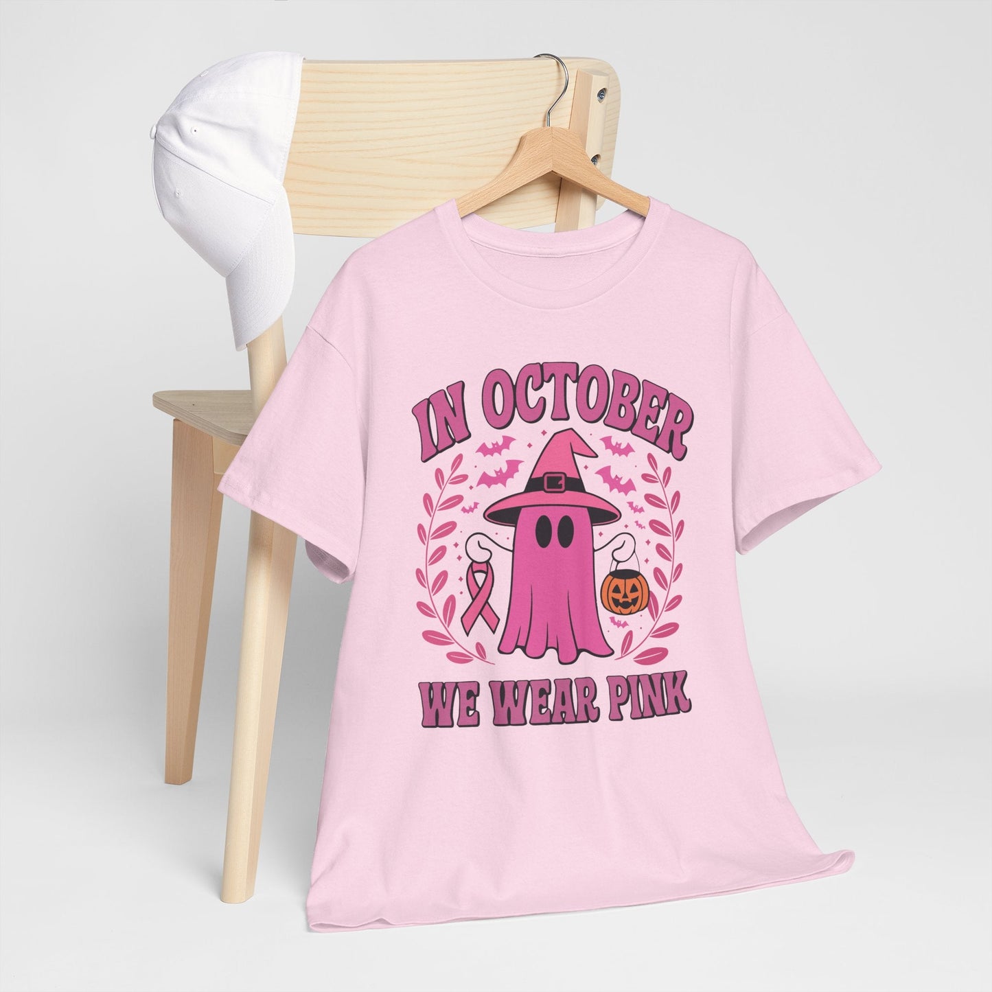In October We Wear Pink Breast Cancer Awareness Halloween T-Shirt