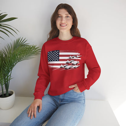 Patriotic Red White Blue USA Flag Fighter Jets 4th of July Sweatshirt