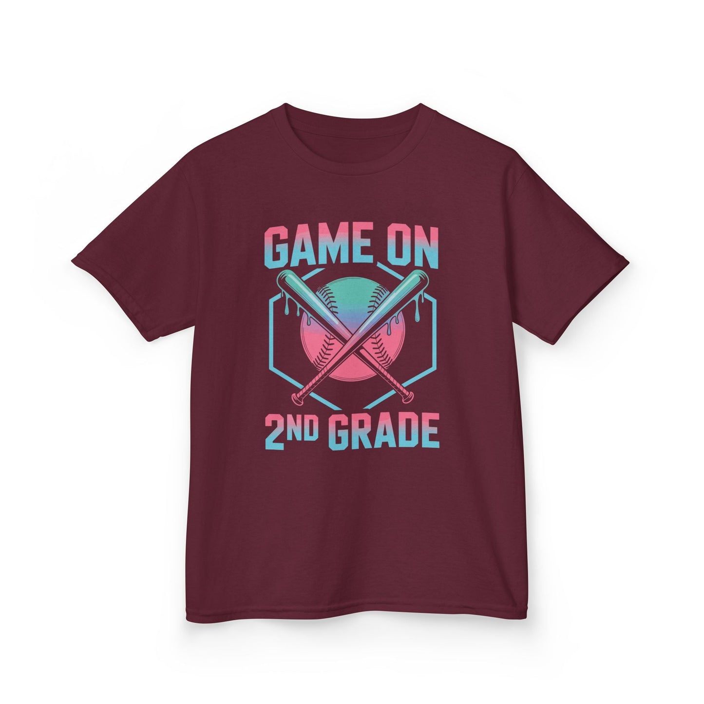 2nd Grade Back to School Baseball Drip Ice Cream Game On Kid T-Shirt