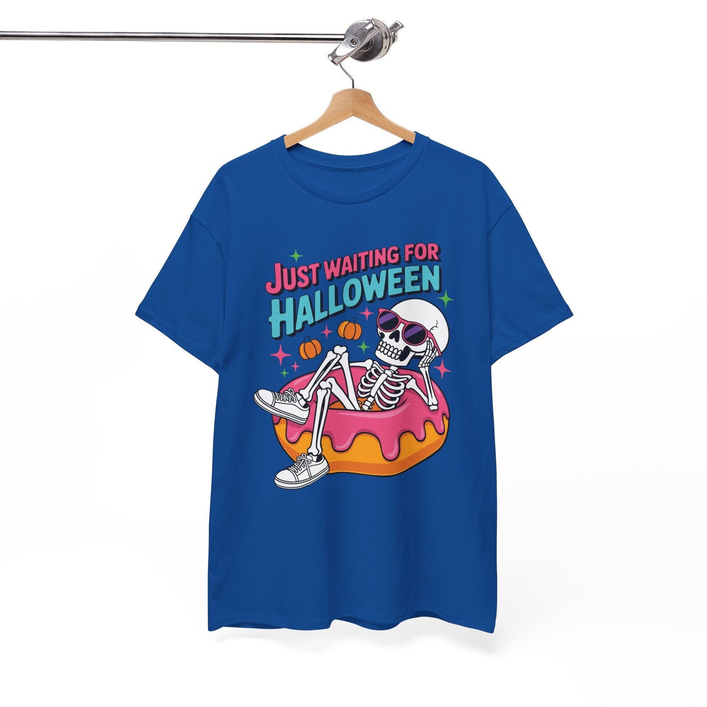 Just Waiting For Halloween Skeleton Donut Summerween Vibes T-Shirt