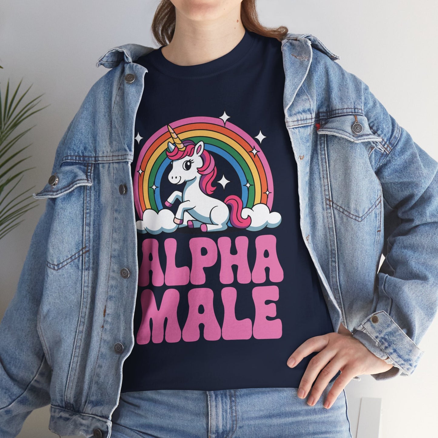 Funny Alpha Male Unicorn Sarcastic Ironic Weird Y2K Humor T-Shirt
