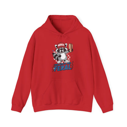 Red White And Feral Raccoon 4th of July Saying Meme Hoodie
