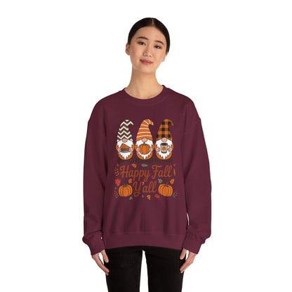 Happy Fall Y'all Gnome Pumpkin Autumn Thanksgiving Men Women Sweatshirt