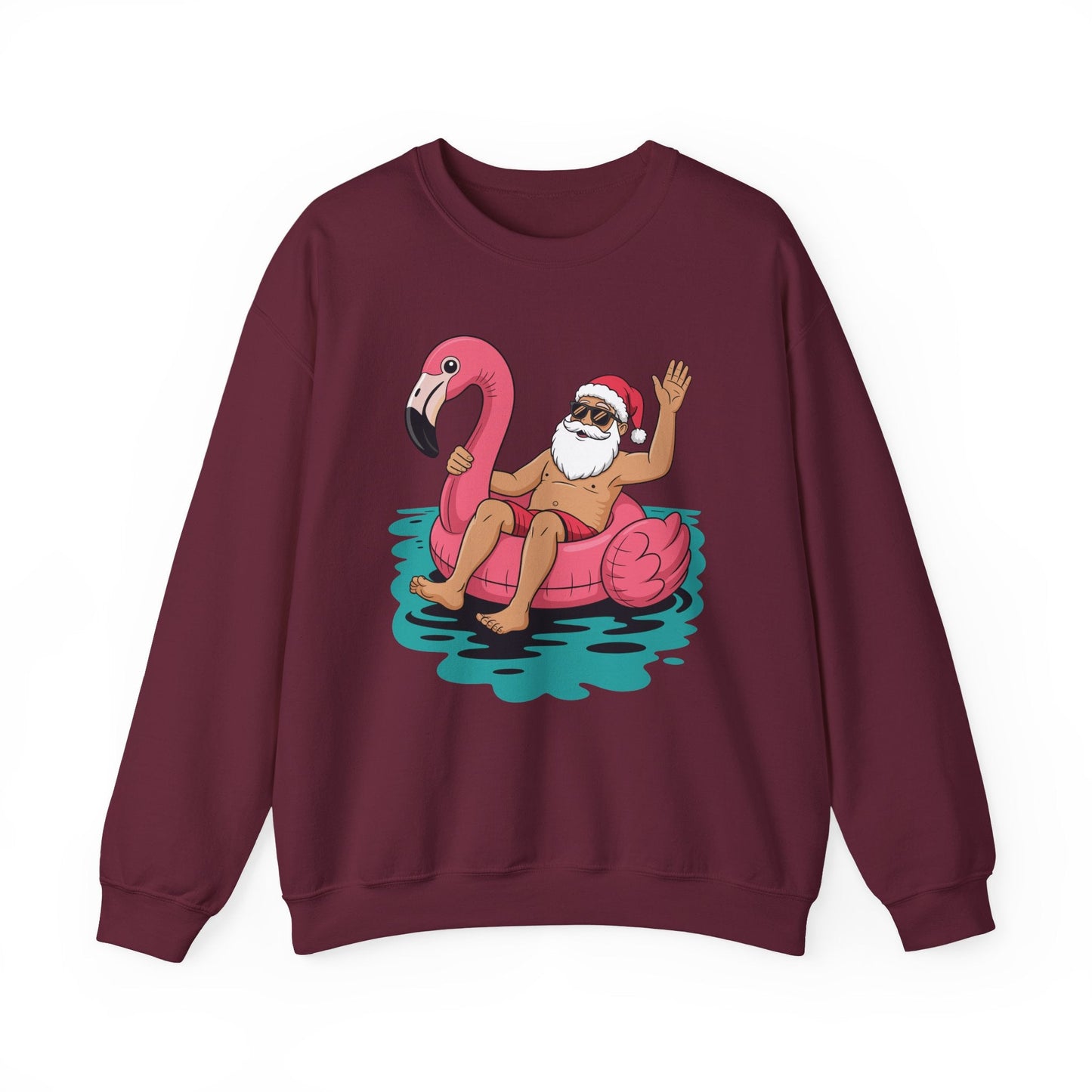 Santa Flamingo Floatie Funny Christmas In July Summer Xmas Sweatshirt