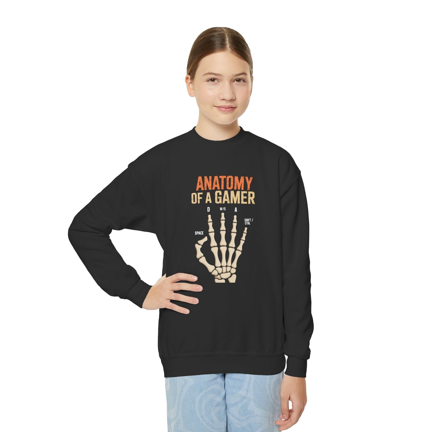 Funny Anatomy Of A Gamer Skeleton Hand Boys Kids Teens Sweatshirt