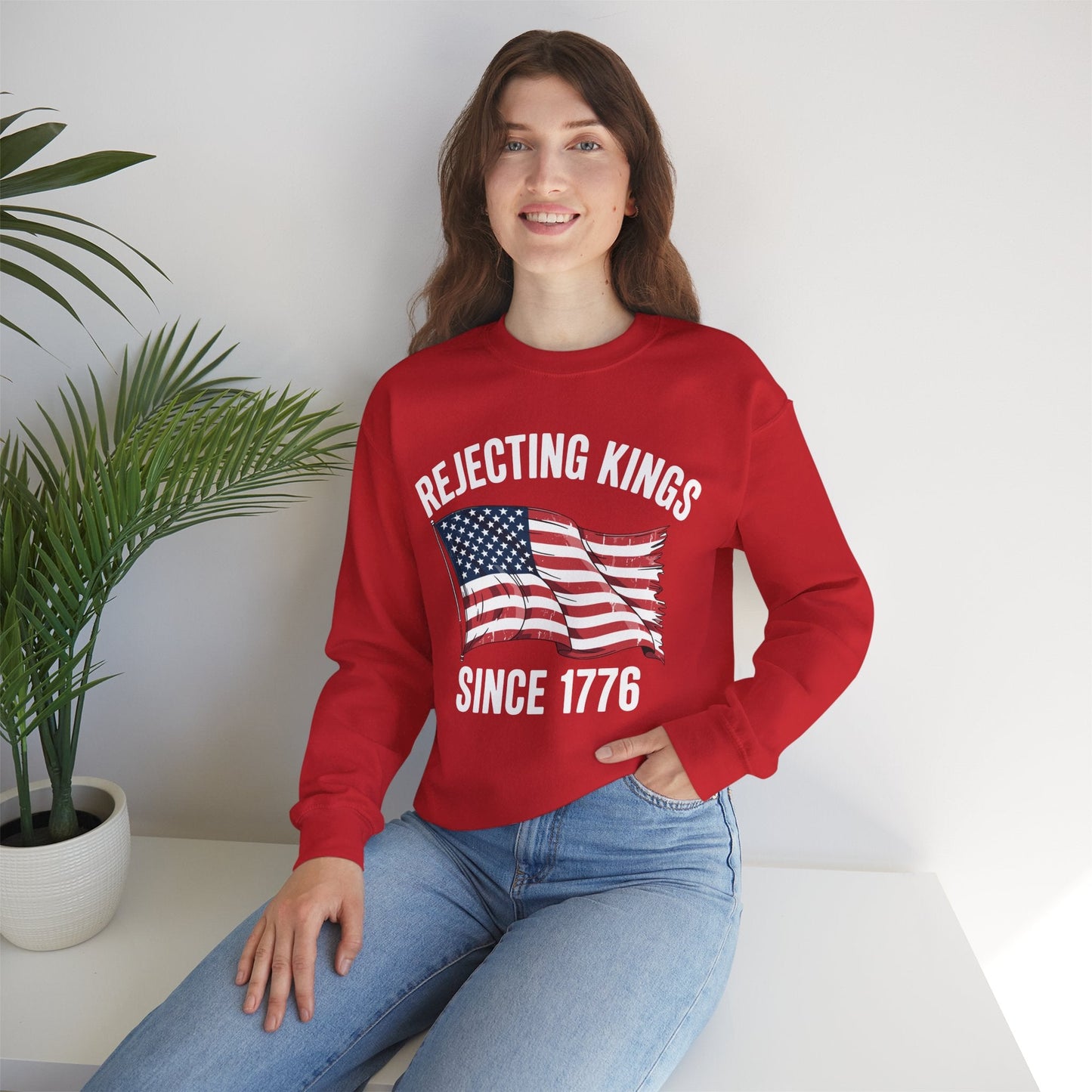 Rejecting Kings Since 1776 Patriotic USA Flag 4th Of July Sweatshirt