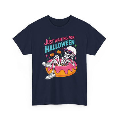 Just Waiting For Halloween Skeleton Donut Summerween Vibes T-Shirt