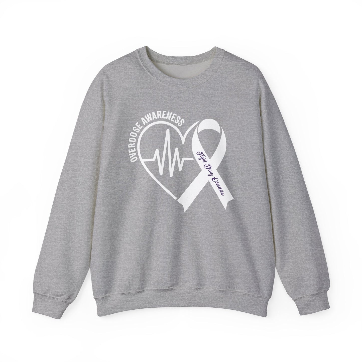 Overdose Awareness Month Heart Purple Ribbon Support Sweatshirt