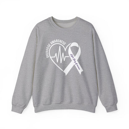Overdose Awareness Month Heart Purple Ribbon Support Sweatshirt