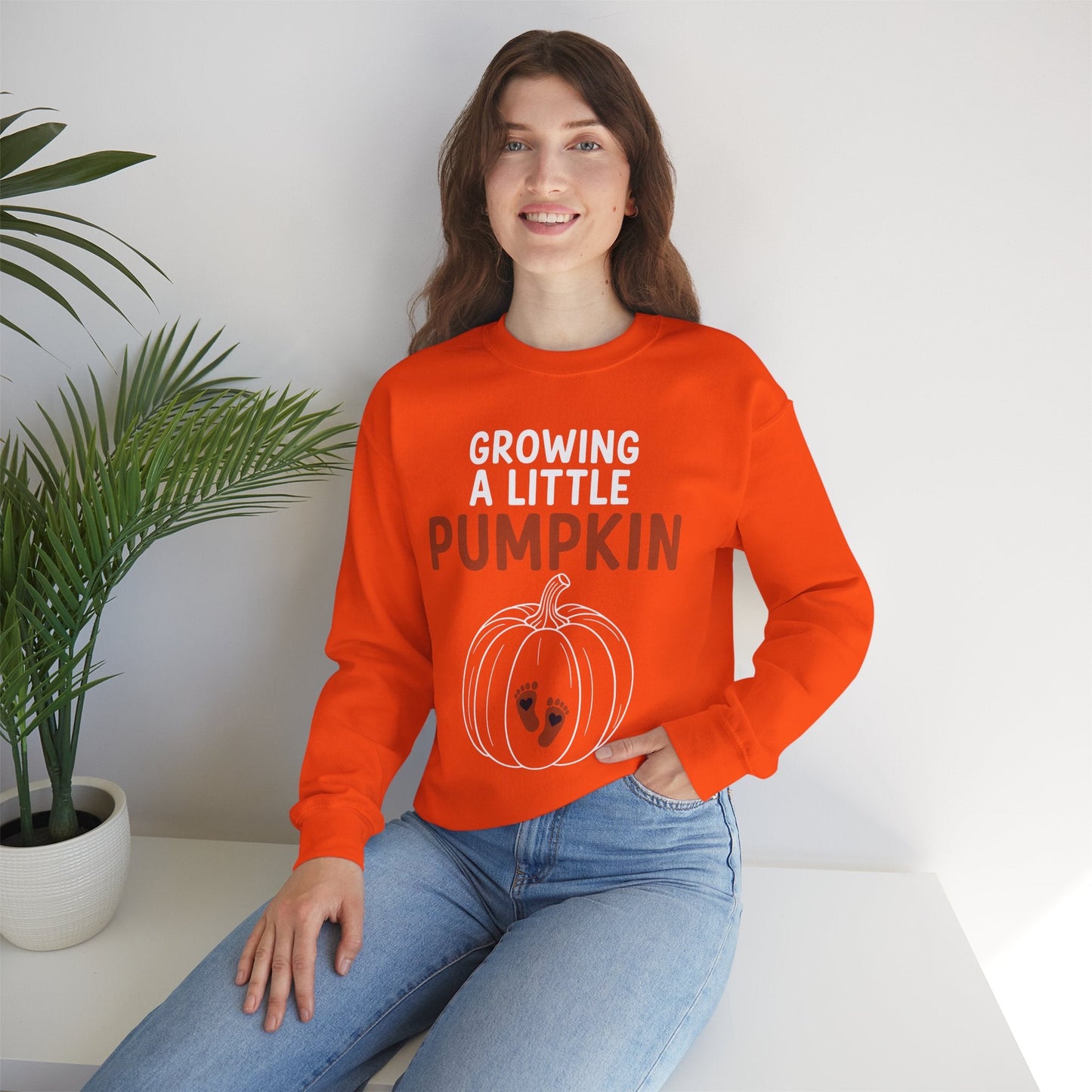 Growing A Little Pumpkin Fall Thanksgiving Baby Bump Wife Sweatshirt