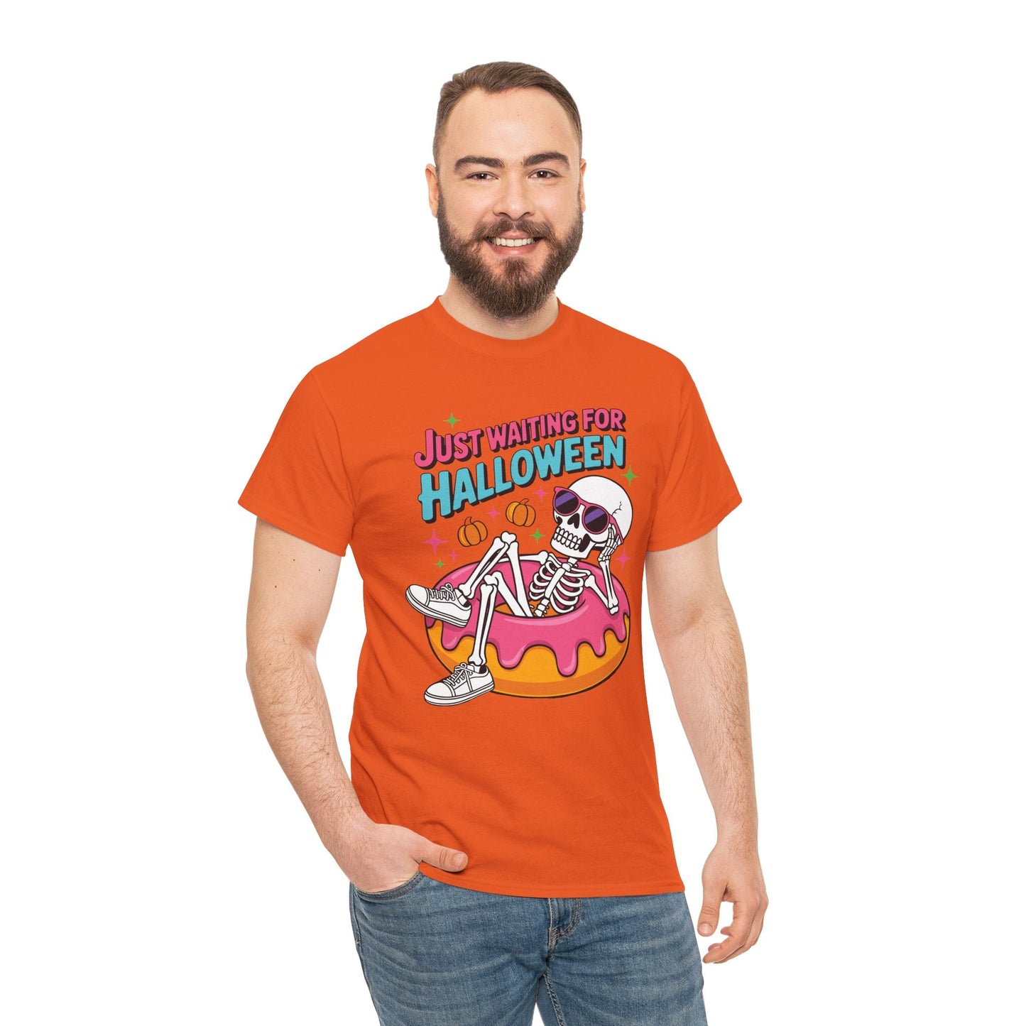 Just Waiting For Halloween Skeleton Donut Summerween Vibes T-Shirt