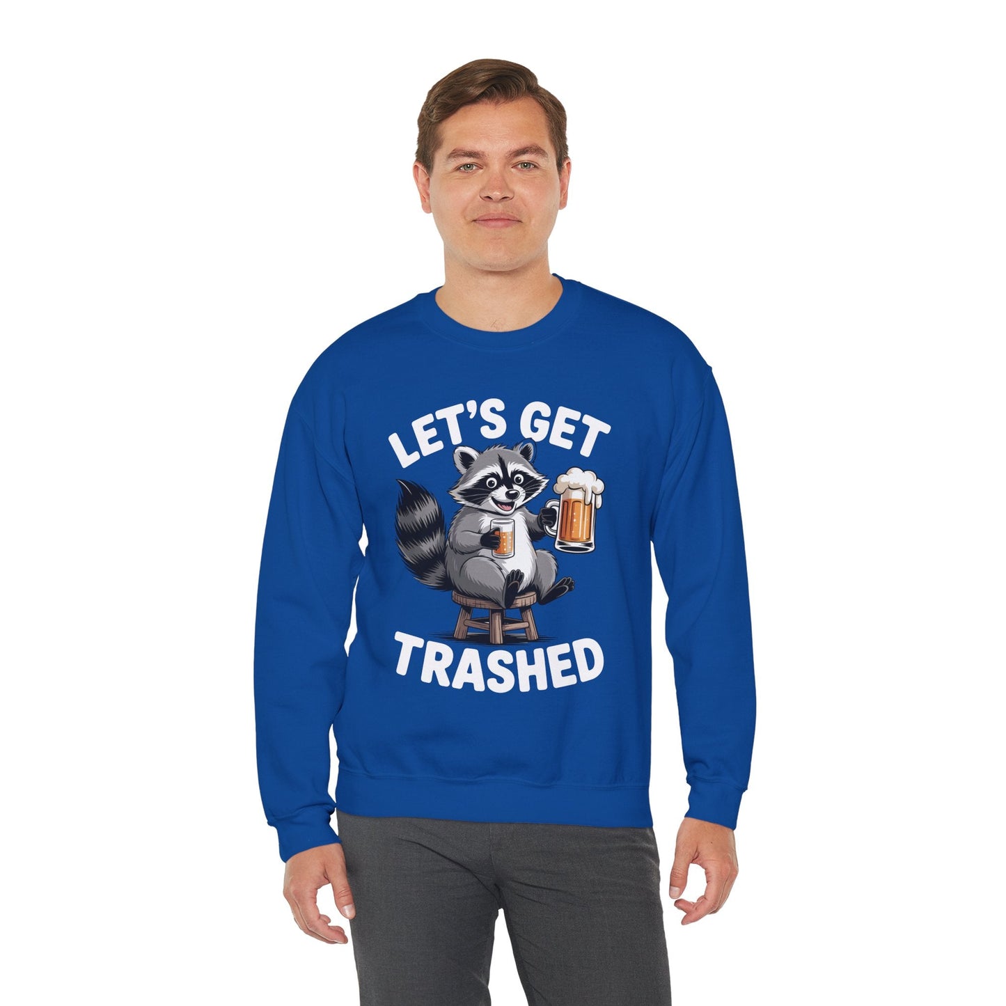 Funny Let's Get Trashed Raccoon Meme Humor Beer Drinking Sweatshirt